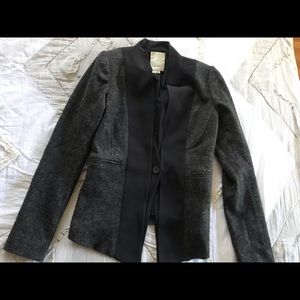 Anthropologie Elevenses Tuxedo Gray Wool Blazer